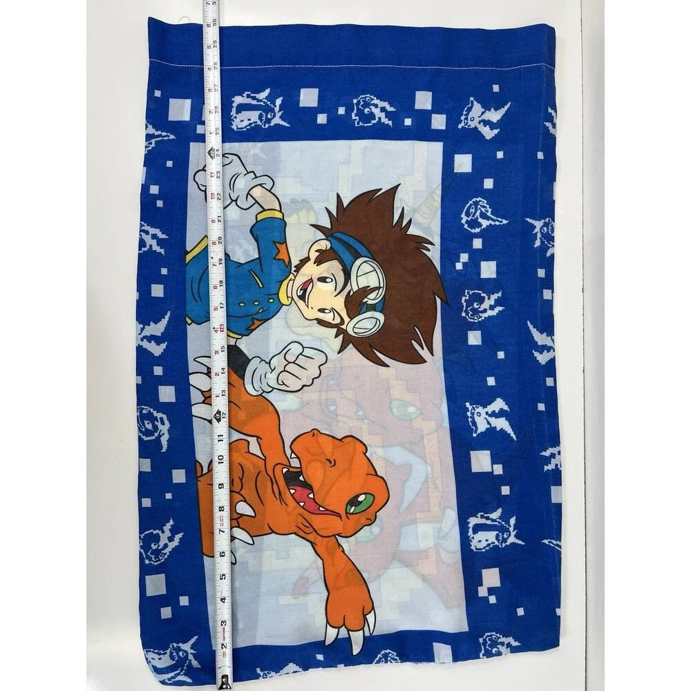 Vintage 2000 Digimon Standard Double Sided Pillow Case Y2K Tai Agumon Patamon